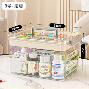 Large Capacity Portable Acrylic Medicine Box High Aesthetic Value Home Emergency First Aid Storage Organizer Family Pack