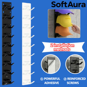 SoftAura Baseball Cap Storage Rack Strong Adhesive Wall Mounted Hat Holder Holds 9 Hats Space Saving Organizer 2026 New