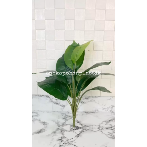 Daun Artificial Daun Imitasi Daun Keladi Hijau X12 Hiasan Ruang Tamu Dekorasi Mini Garden