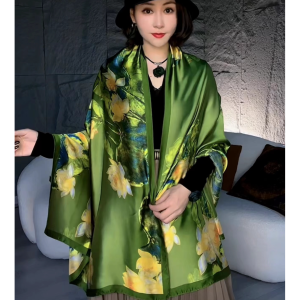 Dream Lotus Fashion All-Match Western Style Ethnic Style Florals Spring & Fall Silk Scarf Shawl Fall and Winter Heattech Scarf Scarf Fashionable