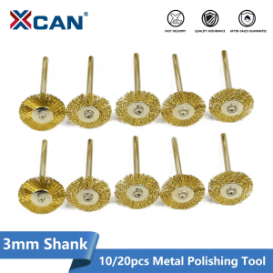 XCAN 10/20pcs Steel Wire Brushes 3mm Shank Polishing Grinding Wheel for Dremel Accessories Mini Drill Rotary Tool