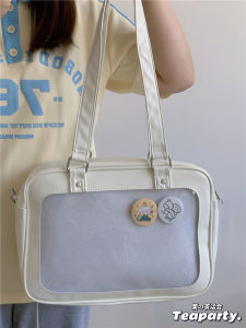 Japanese Style Transparent Badge Pain Bag Uniform School Bag Womens Anime Convention Crossbody Bag Single Shoulder Bag Commuter Bag