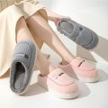 New Cotton Slippers Unisex Furry Surface Embroidered Spring Autumn Indoor Warm Anti-slip Fleece Lined Thick Comfortable Bottom. 