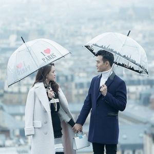 Transparent Long Handle Umbrella Photography Rain Umbrella Apollo Small Beard Iron Tower Logo Printable Clear Plastic Umbrella