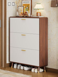 Ultra-Thin 17cm New Chinese Style Flip-Flop Shoe Cabinet for Entrance And Balcony Storage Compact Design Can Hold up to 24 Pairs