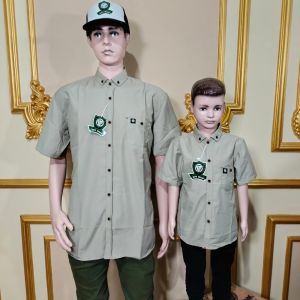 KEMEJA POLOS LENGAN PENDEK WARNA SAGE GREEN / KEMEJA POLOS AYAH ANAK LENGAN PENDEK