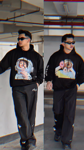 {BISA BAYAR DITEMPAT} - Hoodie kantong depan sablon warna hitam black bahan katun premium gramasi 280 untuk pria wanita terlaris