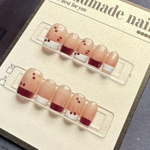 Handmade Cherry Gradient 3099# Nail Art Stickers Cat Eye False Nails Wearable Half Handmade Pure Handmade Nail Tips