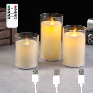 1 Piece Rechargeable Dancing Votive Wedding Candles With CupRemote Control LED Decorative Moving Wick Candles10/12.5/15 cm