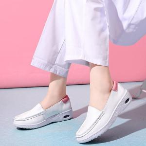 Nurse Shoes Womens Air-Cushioned Soft-Soled Breathable Comfortable Anti-Slip Thick-Heeled Spring Autumn White Medical Shoes