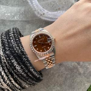 [Original] BNB10553-3647S (32mm) Bonia Elegance Sapphire Womens Watch with Brown Dial Dual Tone Rose gold and Silver Stainless Steel Bracelet | Official Warranty