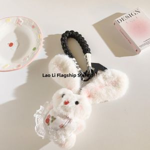 Adorable Long-Eared White Rabbit Doll Mobile Phone Strap Portable Student Girl Heart CcD Durable Nylon Material Keychain Bag Pendant