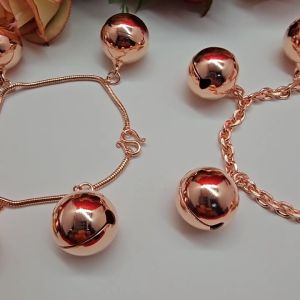 สร้อยข้อมือนากห้อยกระพรวน โรสโกลด์ ความยาว 7 นิ้ว ข้อมือแฟชั่น ทำจากทองเหลือง ใส่ได้ทุกโอกาส ขุบนาก งานสวย พร้อมส่ง