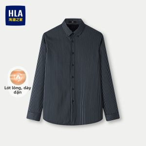 HLA | Áo Thun Tay Dài Sọc Nhung Ấm