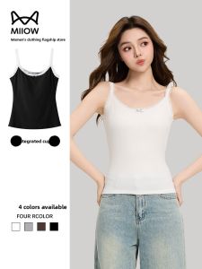 miiow | White Lace Strap Vest Womens Slim Fit Base Shirt Summer Outdoor Wear With Chest Pad Fashionable Casual Style Regular Length