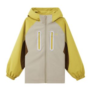 Three-in-One Boys Windproof Waterproof Soft Shell Jacket Casual Style Polyester Fiber Long Sleeve Zipper Closure Outdoor Coat