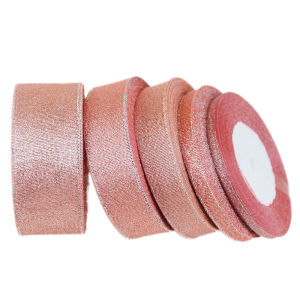 Ribbon House | (25 yards/roll) Flesh Pink Metallic Glitter Ribbon Colorful gift package ribbons wholesale 6/10/20/25/40mm
