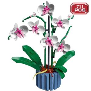 Icons Bouquet Of Artificial Flower Orchid Potted Plants Building Blocks Model Brick Moc Girls Toys DIY Mom Gift For Adults