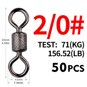 MEREDITH Rolling Barrel Swivels 50Pack Fishing Swivels Saltwater Swivels Fishing Tackles Stainless Steel Swivels Black Nickel