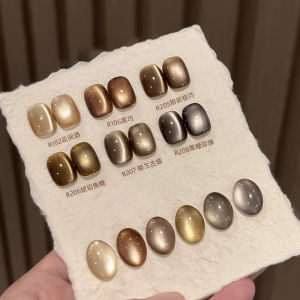 Lilynail Handmade Cats Eye Pure Handmade Wearable Nail Tips Caramel Amber Brown Nail Art Stickers Autumn Winter New Arrival