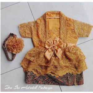 KEBAYA BAYI TUJUH BULANAN (PITONAN) // WARNA KUNYIT // 0 BUlAN - 2 TAHUN // MODEL TUMPUK // FREE BANDO
