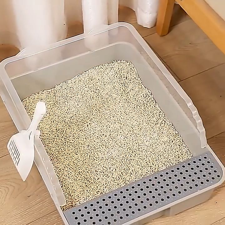 Large Cat Litter Box Anti Spill Semienclosed Open Deodorant Cat Toilet