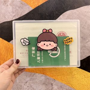 Adorable Baby Vaccination Record Book Cover Protective Storage Box Non-Stick Pages Medical Birth Certificate Storage Solution