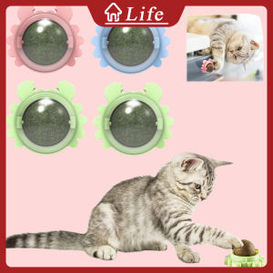 Cat Mint Cat Toy Rotatable Crab Design Edible Cat Snack Cat Therapy Toy Cat Molars Clean Teeth Fresh Breath Toy Pet Funny Toy Cat Mint Sucker Cat Interactive Ball Toy Wall Ball (Pink/Blue/Green)