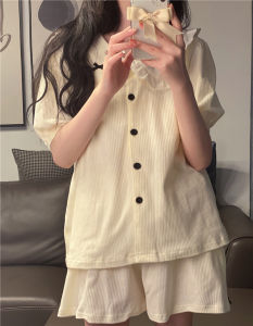 Pure Cotton Sleepwear Casual Loose Thin Short Sleeve Doll Collar Home Clothes Set for Women Summer Comfortable Breathable