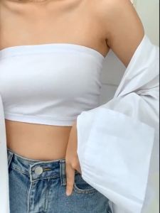 (Stock in KL-094) Anti-glare Tube Top Simple Slim Short Base Invisible Seamless