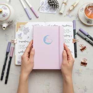 A5 Light Pink PU Leather Dot Grid Journal 160gsm Ivory Paper 160 Pages with Page Numbers Handwriting Planning Sketching