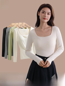 MiiOW | Áo sơ mi nữ cổ vuông có đệm ngực MiiOW Cat Person Áo lót mùa thu đông mặc bên trong ấm áp Áo lót màu trắng có thể mặc ngoài trời