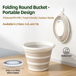 Compact Versatile Folding Water Bucket with Handle for Home and Outdoor Use - Collapsible Fishing Pail for Portable Storage