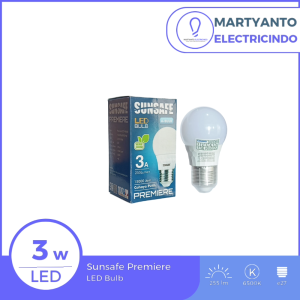 Lampu LED Bulb Sunsafe Premiere 3 Watt Warna Putih