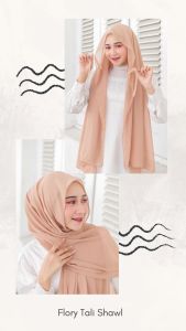 ELZAHRANA HIJAB Terbaru - Pashmina Tali Ceruti Babydoll Pasmina Polos Flory Shawl Tali