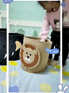 Cotton Animal Storage Basket Kids Toys Clothes Shoes Organizer Sundries Folding Storage Box Cabinet Home Basket Contain