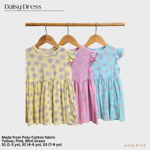 Daisy Butterly Sleeves Dress for Kids Girls 1 to 9 years old