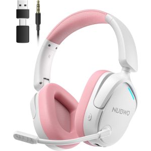 Nubwo | NUBWO Wireless Gaming Headset Dual 2.4G & Bluetooth Simultaneous Gaming Headphones Noise-Canceling Mic Comfortable Foldable