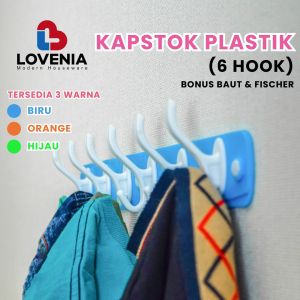 Lovenia Kapstok Gantungan Baju Multifungsi dengan 6 Slot Gantungan - Warna Biru/Hijau/Orange