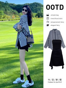 New 2025 Black French Style Wrap around Bodycon Dress Womens Summer Fashionable Set Skirt High Waist Polyester Blend Midi Dress