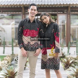 COUPLE  PRIA WANITA  BATIK PRABUSENO PREMIUM MOTIF GAVIN HITAM LENGSN PANJANG BAHAN KATUN LAPIS PURING KANTORAN KONDANGAN KERJA TERBARU PRABUSENO BATIK