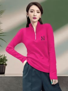 เสื้อยืดคอกลมแขนยาวผ้าฝ้ายแท้สำหรับผู้หญิง ฤดูใบไม้ร่วง 2024 แฟชั่นสไตล์เกาหลี ปกติ แขนยาว คอกลม ผ้าฝ้ายแท้ ลำลอง เสื้อผ้าทำงาน