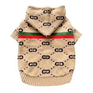 DY Loving Tide Brand Dog Clothes Luxury Logo Dog Elastic Hoodie Cat Knitted Coat