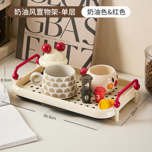 Multi-Layer Cup Storage Rack with Draining Tray Kitchen Bar Desktop Coffee Cup Organizer No Drilling Required Installation