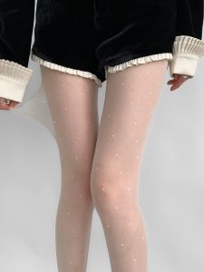Night Teaching Room Polka Dot Stockings White Snagging Resistant Pantyhose Childrens Summer Thin Long White Silk Pure Desire Style