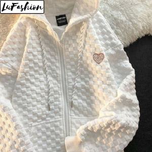 Hoodie Women Korean Style Oversize Loose Zipper Cardigan Long Sleeve Casual Tops