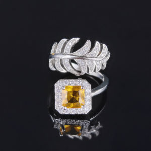Moonso Trendy Green Yellow Silver Color Fashion Ring Open for Women Valentines Day Gift Jewelry Wholesale R6766