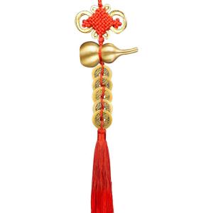 RUINIAN | Genuine Five Emperor Coins Decorative Hanging Piece Copper Gourd and Coin Chain