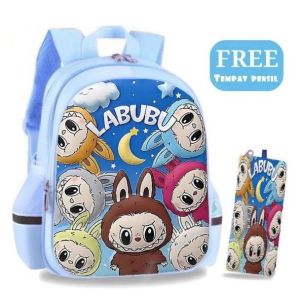 tas ransel  gendong anak sekolah perempuan anak SD model gambar boneka labubu