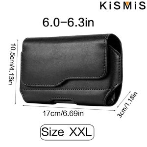 KISMIS Fashion Leather Belt Clip Waist Bag Phone Bag Phone Holder for 3.5-6.3 Inches Mobile Phones iphone Samsung